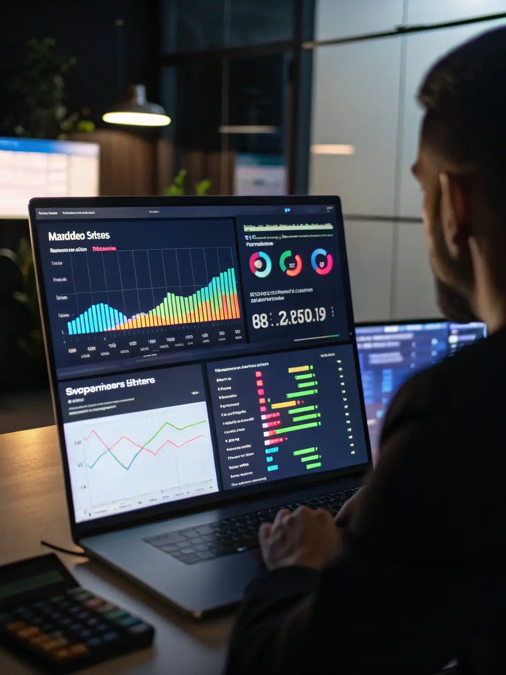 A dashboard displaying real-time data analytics of restaurant operations, including sales, customer feedback, and operational efficiency metrics.